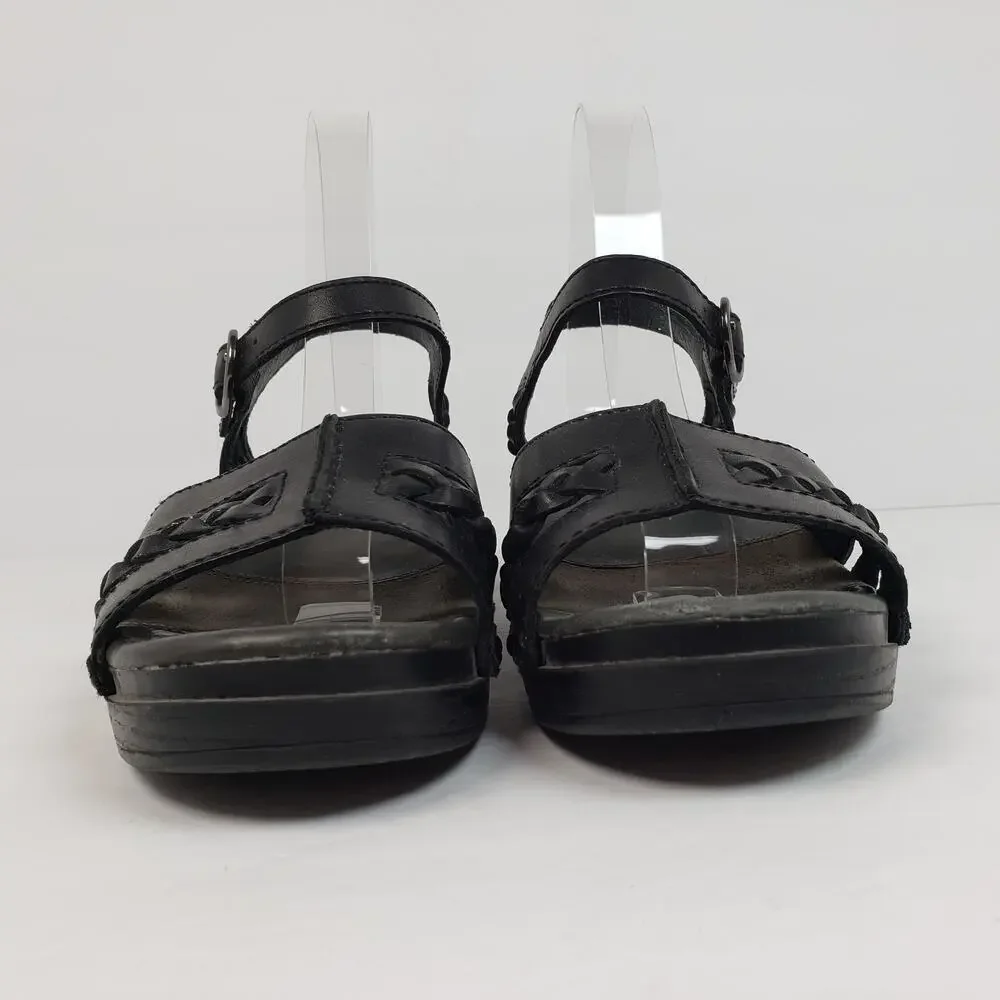 Dansko Sissy Womens Size EU 39 US 8.5-9 Black Leather Braided Slingback Sandals
